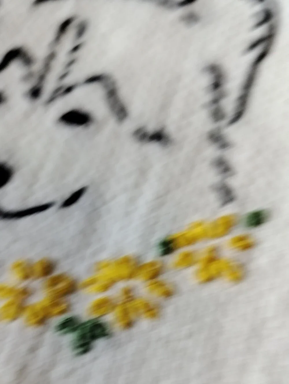 Embroidered Adorable Dog Hand Stitched Hand Towel - Pink, White, Vintage